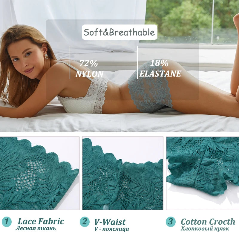 All Of Me Spitze V-Taillen Dessous - 3er Set Nylon Elastan