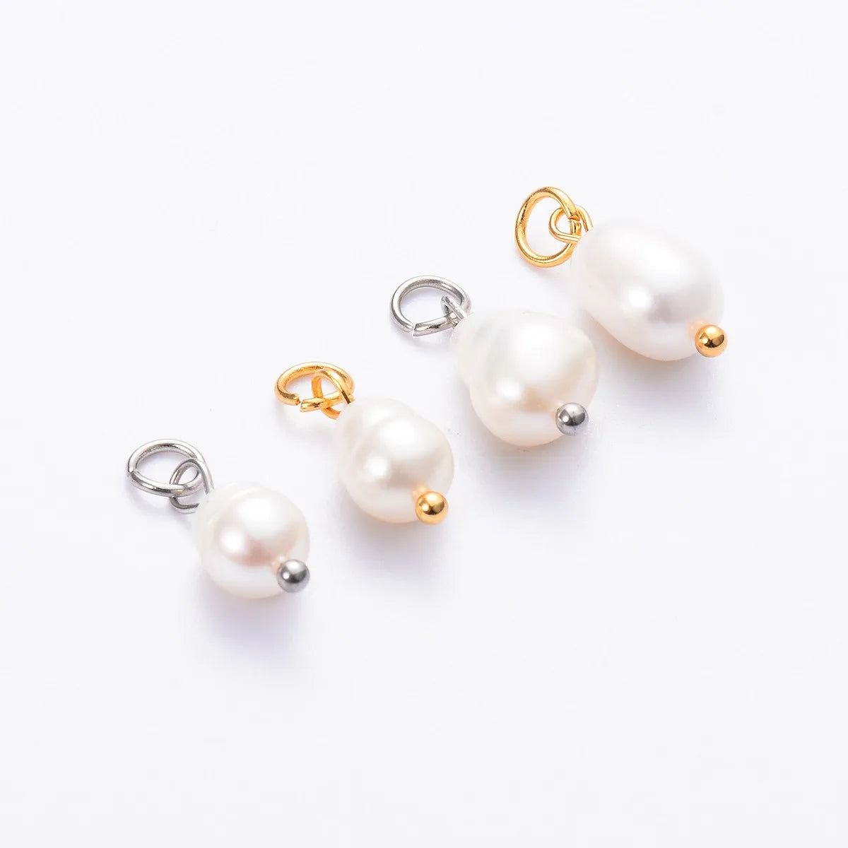 Charms QYX-008 Natürliche Perlen - 10 Stk Edelstahl