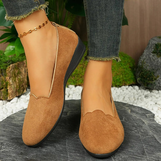 Woman Casual Round Toe Cute Flats Shoes 2025 New Spring/autumn Flats Female Suede Elegant Comfortable Soft Sole Women's Shoes