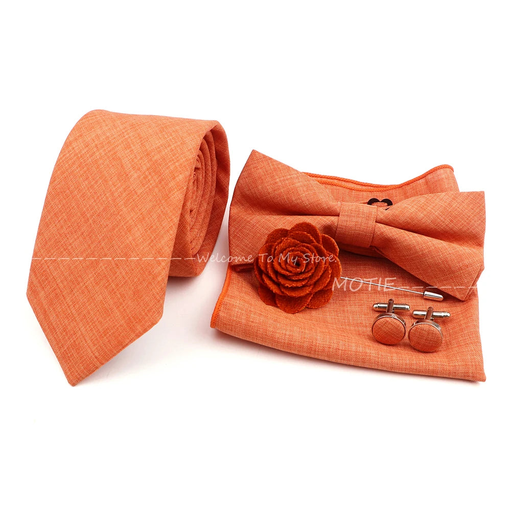 Set de accesorii bărbătești cu design nou, 27 de culori: batistă clasică din bumbac, butoni, papion pentru nuntă, petrecere, cadouri