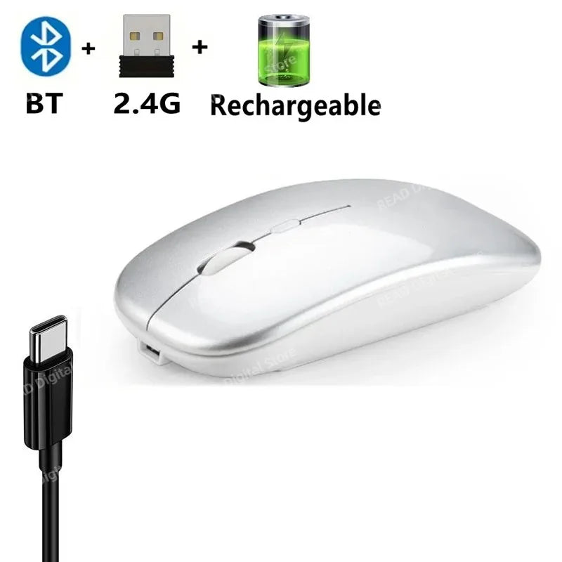 Wireless Maus Slim Bluetooth-kompatibel 2.4G Computer-Mäuse Portable Rechargeable/Battery Cordless Maus für iPad Laptop Desktop