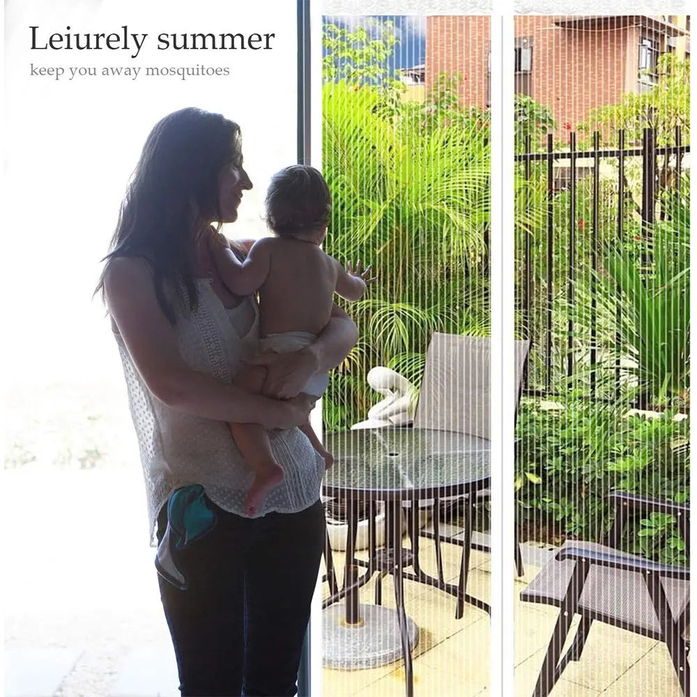 Magnetic Screen Door Screen Hands Free Mesh Partition Heavy Duty Curtain Keeps Bugs Out Frame Hook & Loop Pet and Kid Friendly