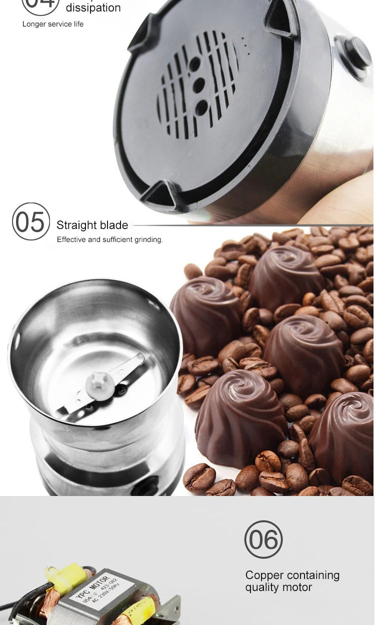Coffee Grinder Electric Espresso Drip Coffe Portable Blender Grain Beans Spice Seeds Grinding Machine Kitchen Multifunction Mill