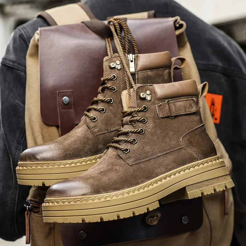 YeinshaarsCN Suede Leder High-Top - Größe Knöchel Rutschfeste Sohle