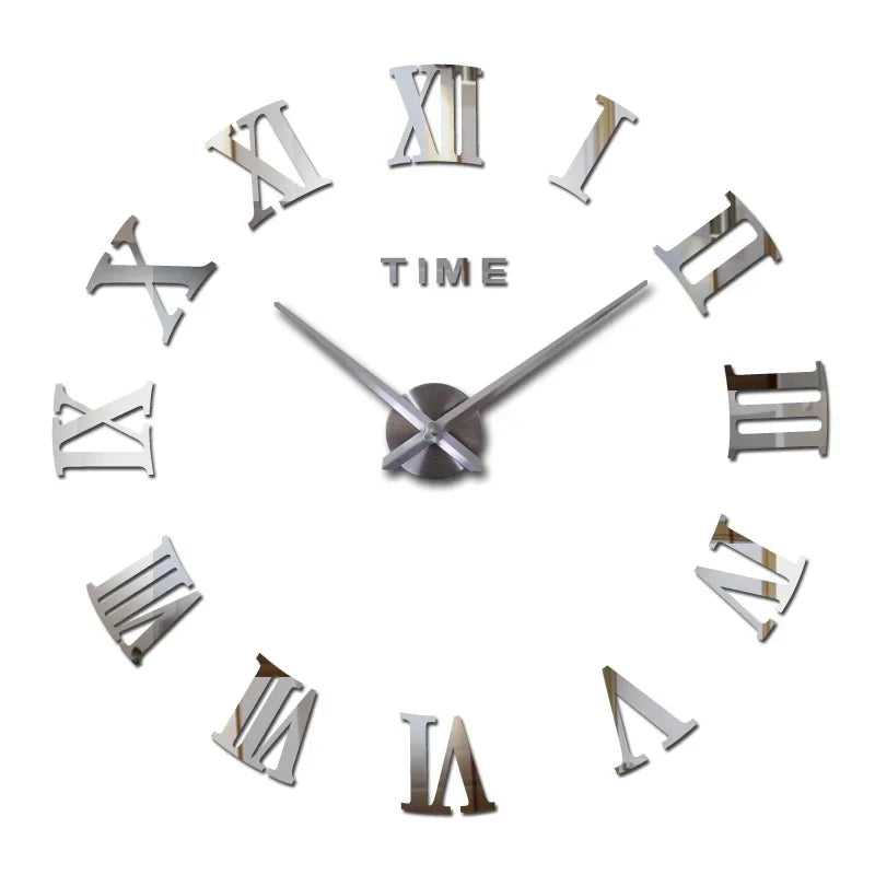 DIY Wall Clock for Home Living Room 80-120cm Modern Style Frameless 3D Wall Clock Acrylic Mirror Stickers Hotel Room Decoration