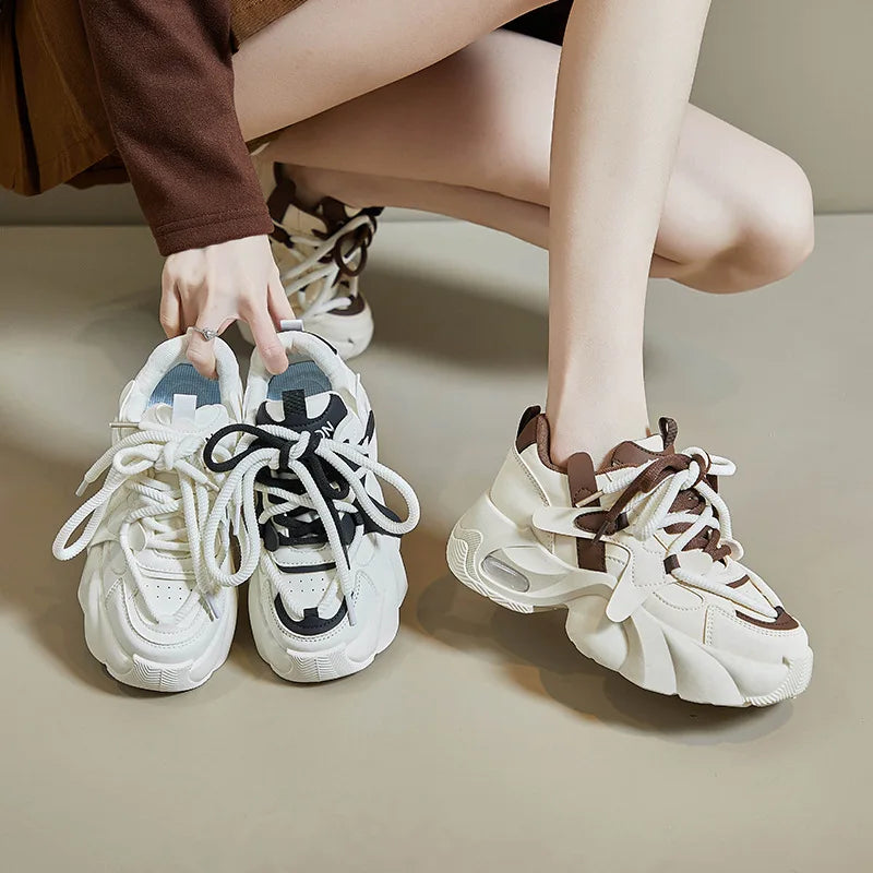 Shijunyi Dicke Sneaker Atmungsaktiv - Plateau 3cm Schnürung