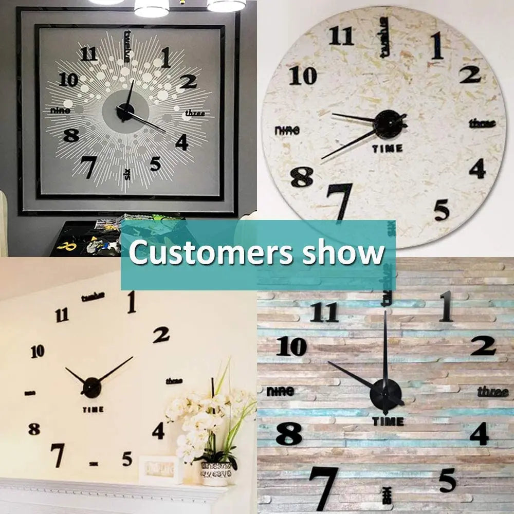 Large 3D Wall Clock DIY Creative Mirror Surface Wall Decorative Sticker Watch 130cm Frameless for Home School Office Living Room