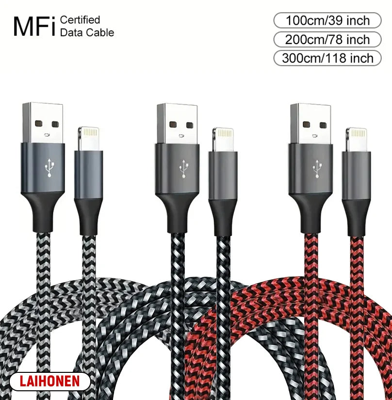 LAIHONEN AL-BZ-001 MFi Lightning-Kabel - 1-3m, 12W, Nylon
