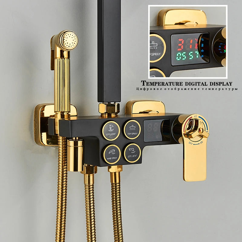 AquaTec Duscharmatur Digital - 4 Funktionen Thermostat 120cm