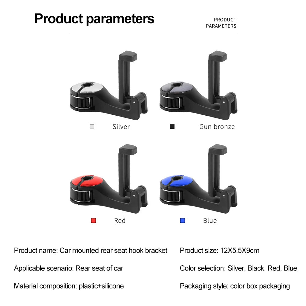 Suport auto universal multifuncțional pentru cârlig de montare, agățat, depozitare, suport pentru telefon mobil, cârlig pentru bancheta din spate, pentru geantă, poșetă, pânză, alimentară
