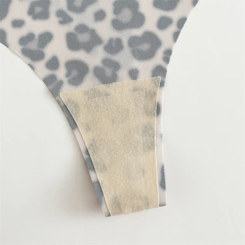 All Of Me Damen-Unterwäsche 2025 - 3er-Set Ice Silk nahtlose Strings Leopard & Schmetterling Print