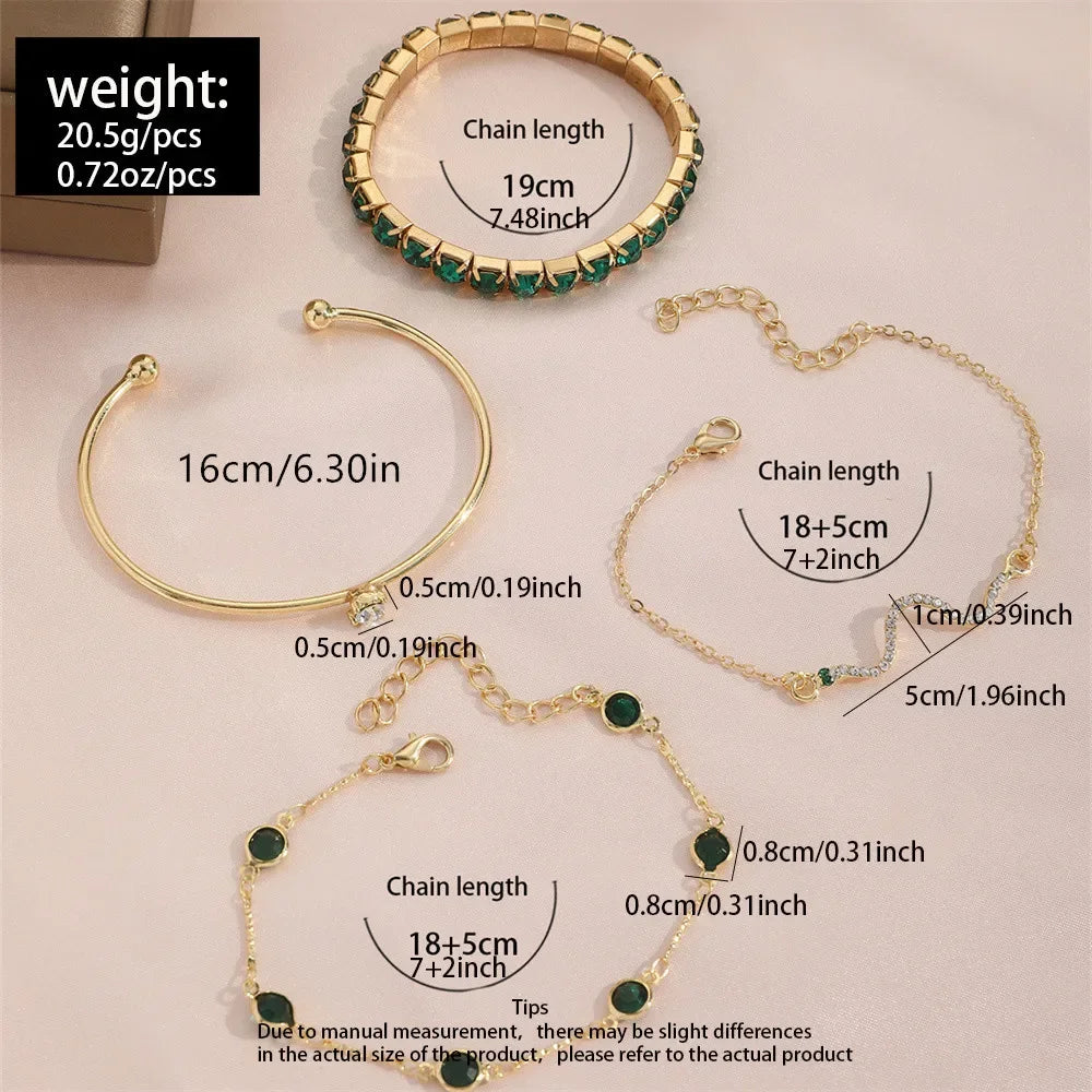 Damen-Armband-Set 2025: 4-teilig Schlangen-Design Grün - Fashion Jewelry Collection