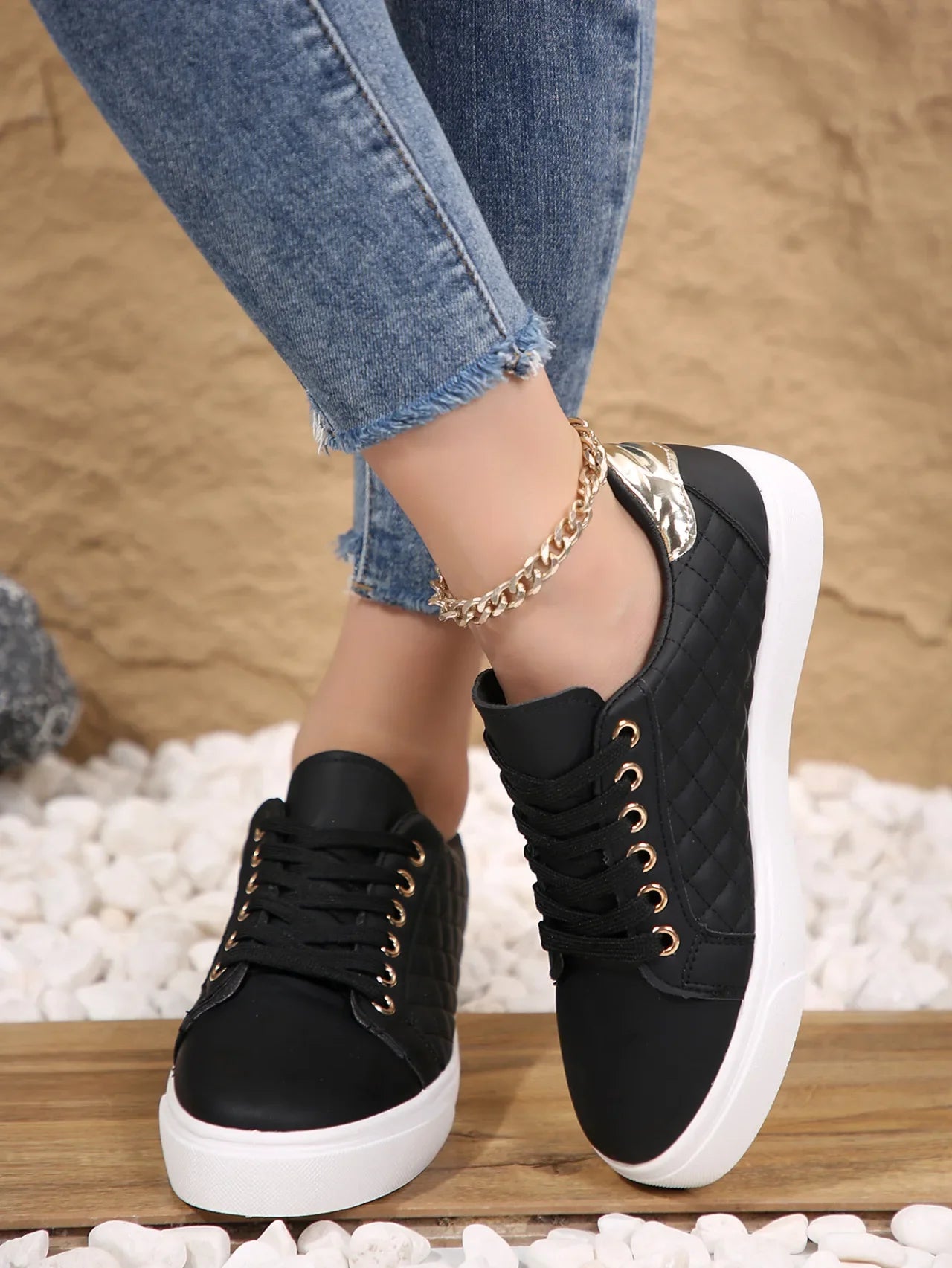 Zhejiang JD-H53 Komfort Sneakers - Weiß PU Flach 36-41