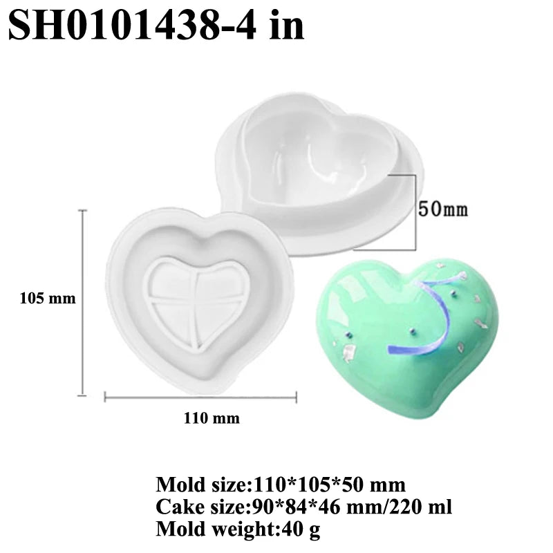 Romantic Heart or Rose Design Silicone Cake Molds Valentine's Day Mousse Cake Mold Kitchen Bakeware Dessert Decorating Tools