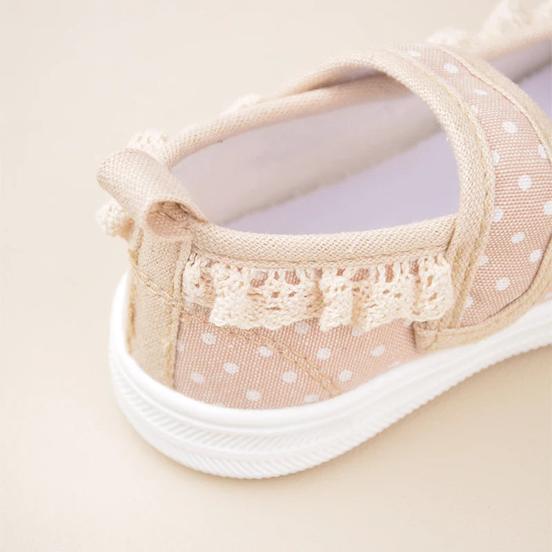 Mädchen-Schuhe 2025: Lace-Canvas Princess-Flat - Polka Dot Collection