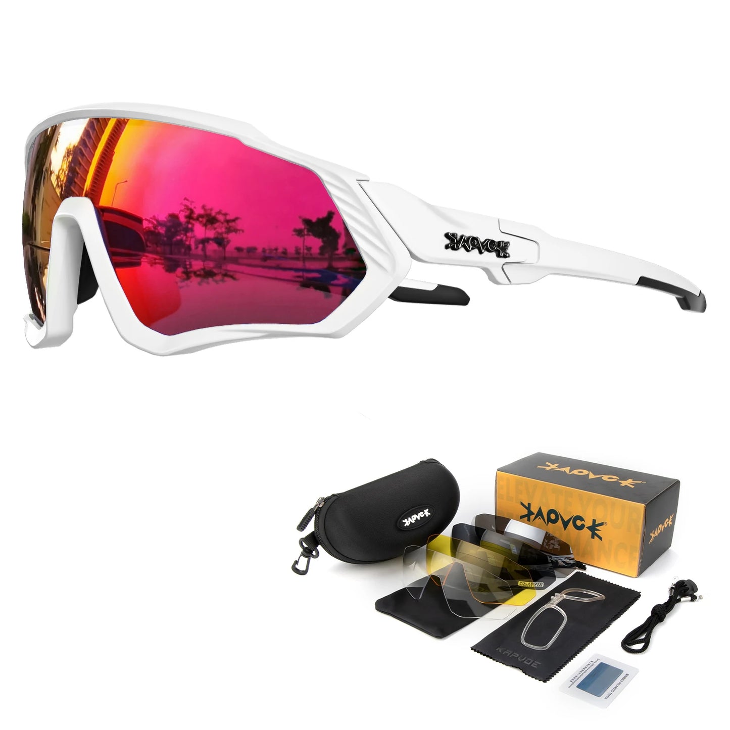 Fahrradbrille 2025: KAPVOE Polarised Cycling Glasses Outdoor Bicycle - UV400 Goggles 5 Interchangeable Lenses Unisex Sports Sunglasses Men Women Collection