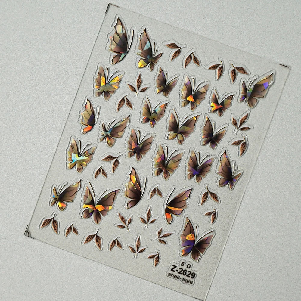 Autocolant Leidankou 5D cu fluturi pentru unghii - 14x7.2cm 1 buc