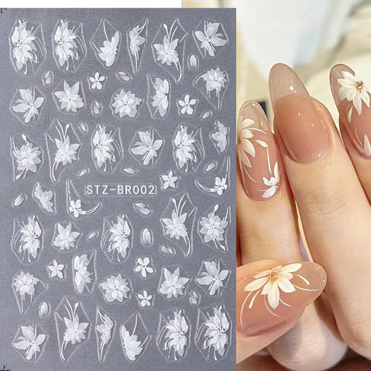 Tracy Simple 3D Blumen Nail Art Sticker - 1 Stück Plastik