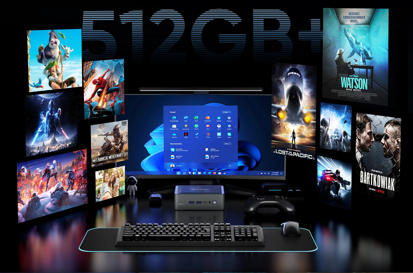 N-one AMD Ryzen 7 5800U Mini PC 16GB DDR4 512GB SSD Micro Desktop Computer Dual-Band WiFi 6,Bluetooth 5.2 for Home/Office
