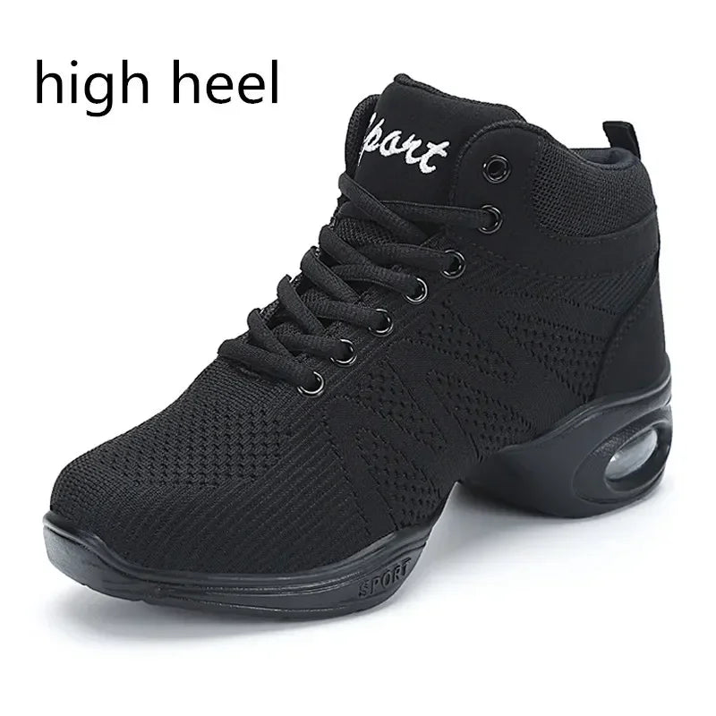Women New PU Soft Outsole Sneakers Comfortable Dance Shoes    Breath Woven Mesh Modern Jazz Sports Feature Dance Sneakers