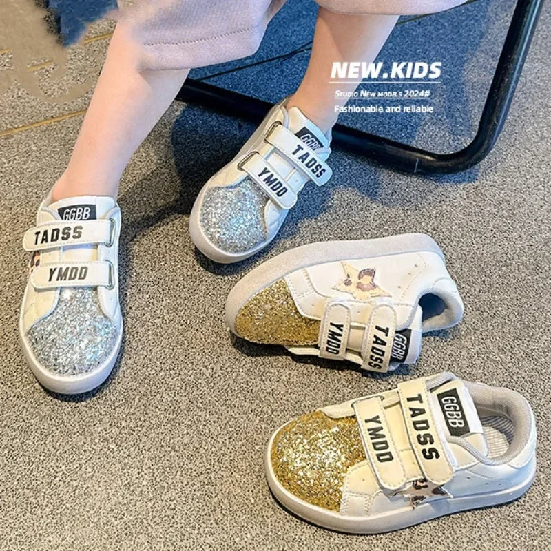 Baby Frühling Herbst 2025 - Mode Sequined Catwalk Style Süße Studenten Sneakers - Flache Vulkanisierte Schuhe Komfortable Kinder 7-13J