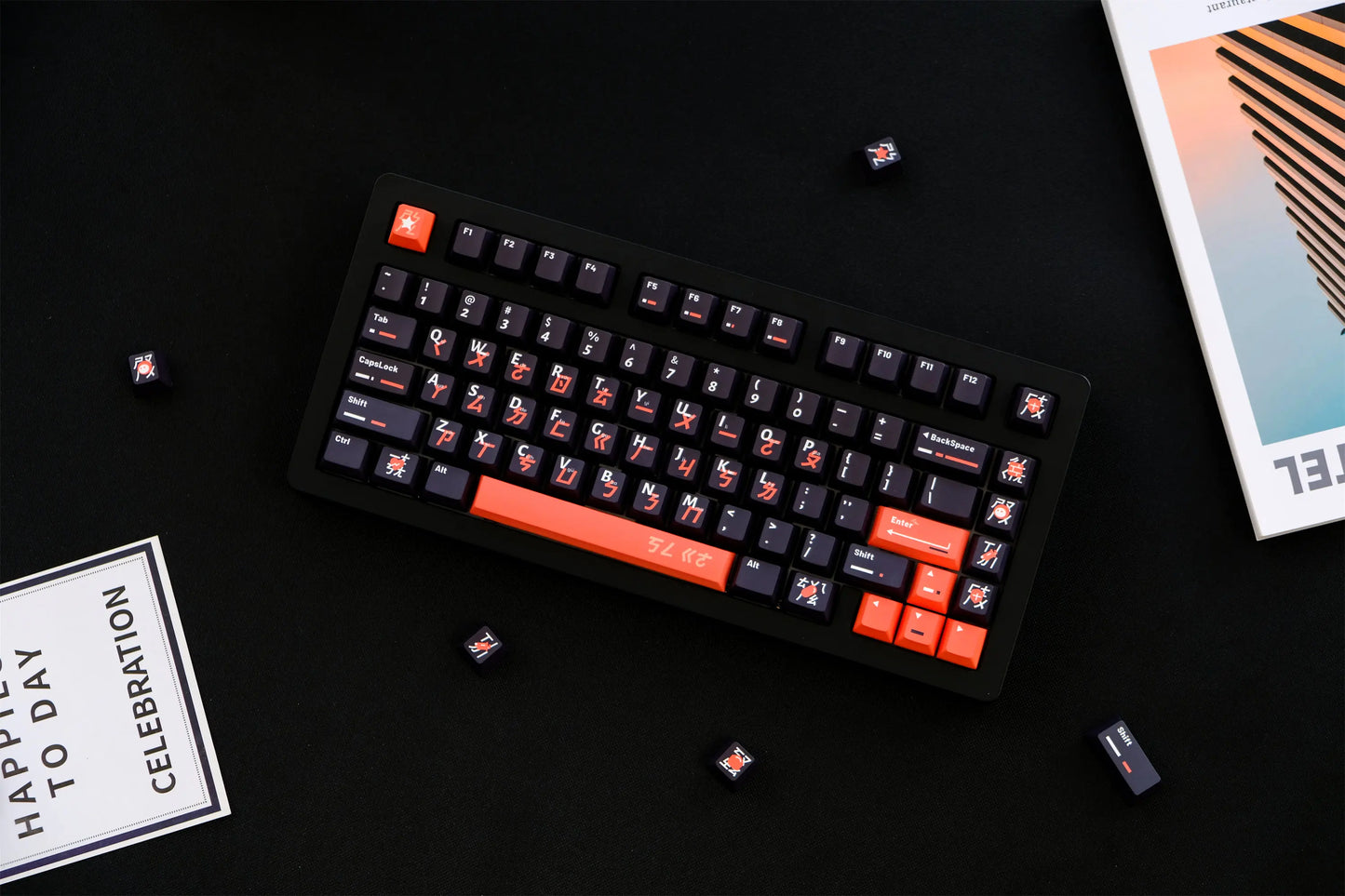 GMK Keycaps 2025 - Black-Orange Phonetic 151-Tasten - PBT Cherry DYE-SUB Mechanical Keyboard Collection