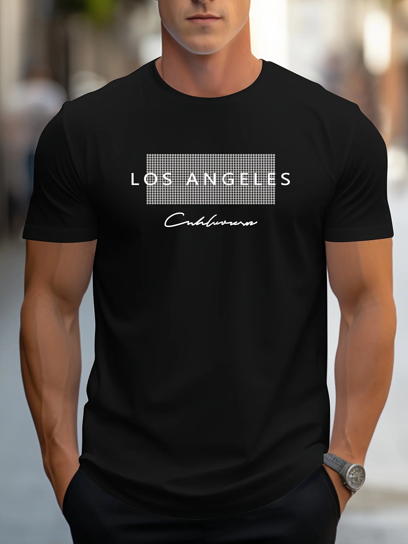 Herren T-Shirt 2025 - 100% Cotton Summer Loose Fit Los Angeles Graphic Printed Casual Sports