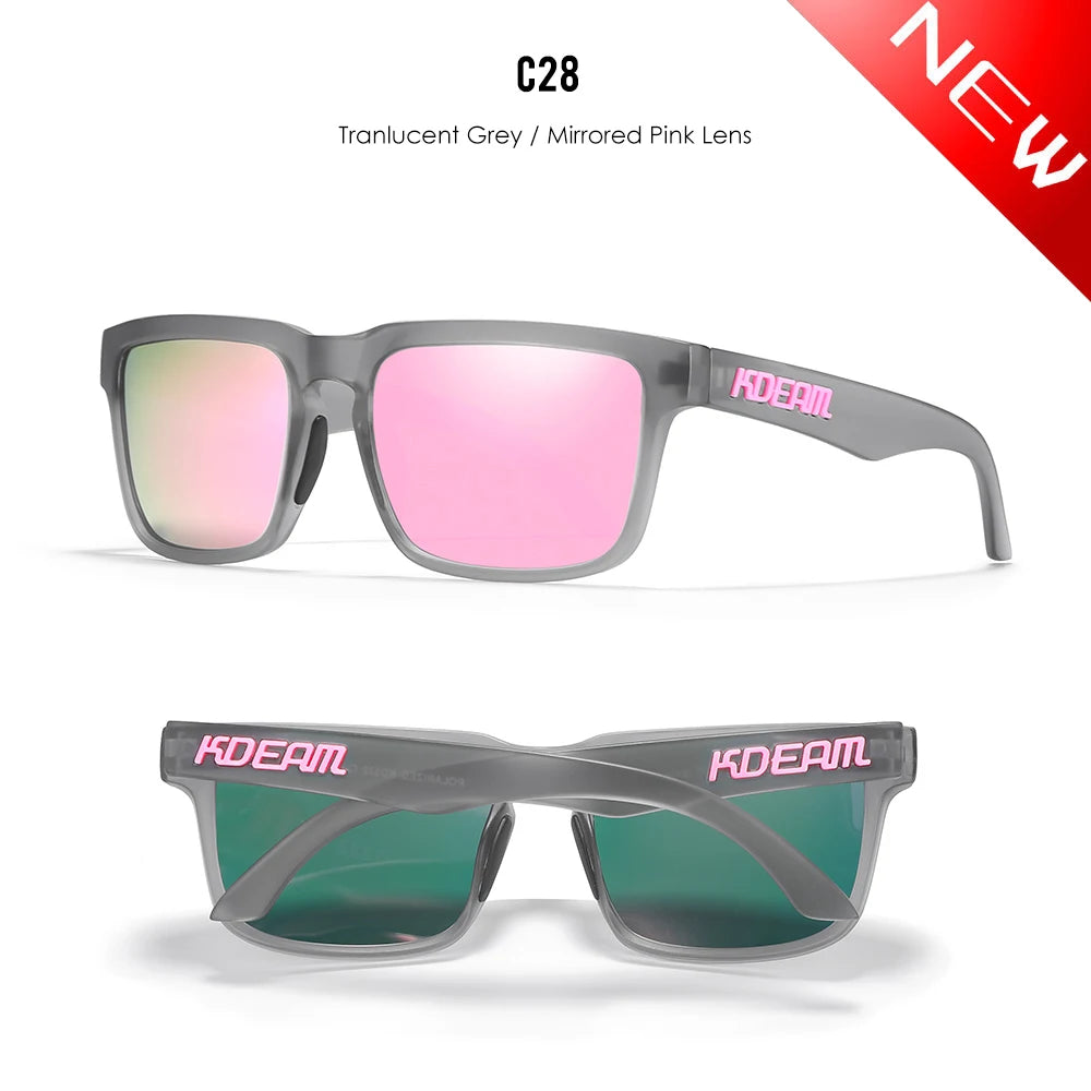 Ochelari de soare polarizați KDEAM pentru bărbați, ochelari de soare pătrați, casual, în aer liber, ochelari de soare unisex pentru femei, pentru cupluri, cu ambalaj nou