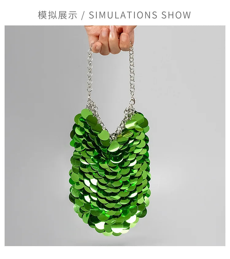 Fashion Sequins Crossbody Bag for Women Designer Metallic Women Handbags Shinny Party Shoulder Bags Luxury Evening Clucth Purses