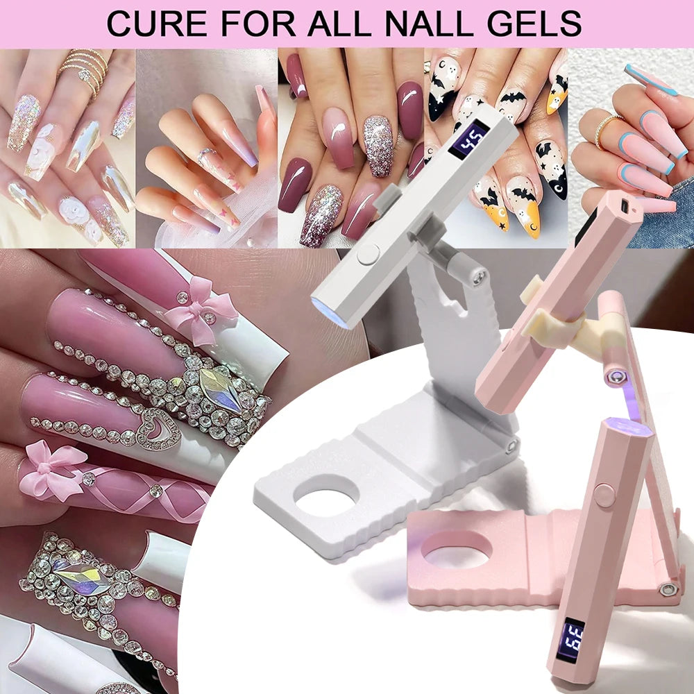 LINMANDA Minicure Lampă UV portabilă pentru unghii cu gel Lampă UV portabilă cu suport Reîncărcabilă Mini lampă LED pentru unghii Uscător de unghii