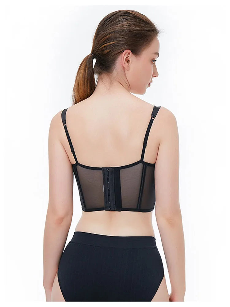 Frauen Push Up Transparent Lingerie Neu elegant Shaper BH Dünn Beauty Rücken Unterwäsche Weiblich Fischgräte Gaze Bralette