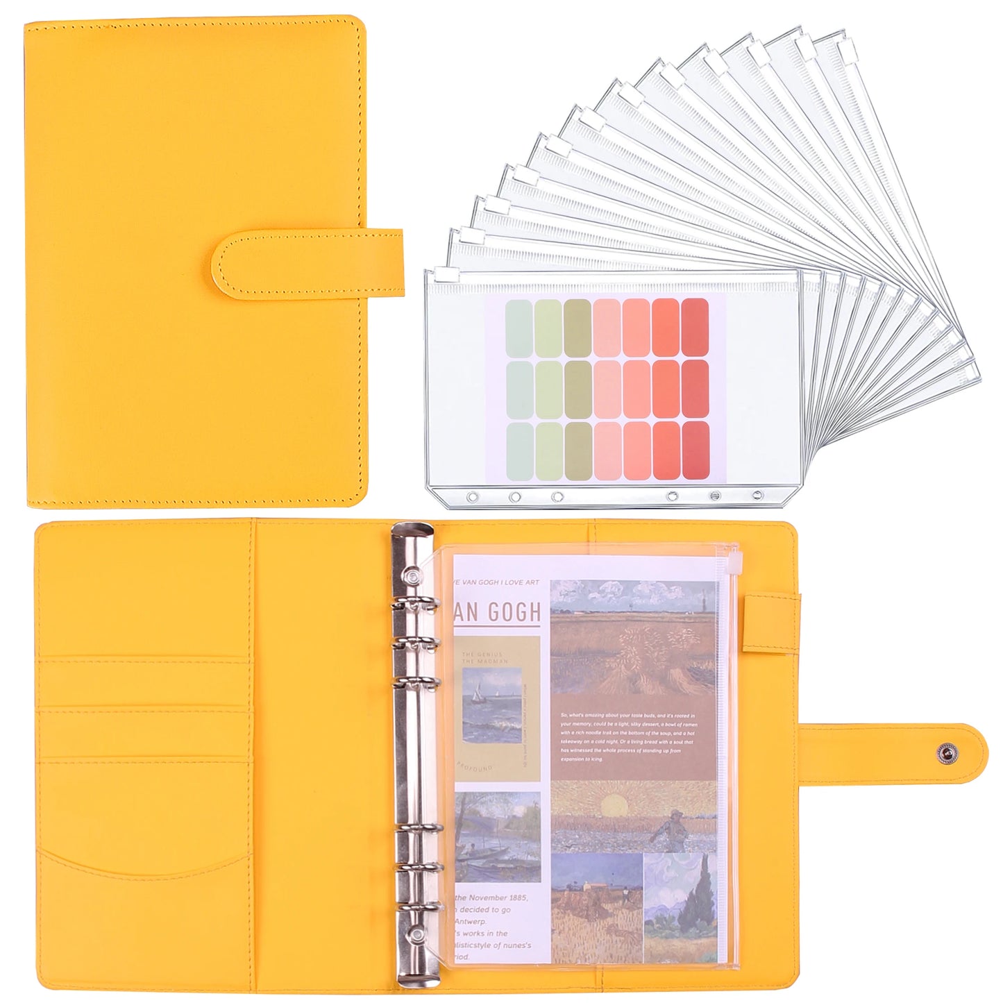 Coliky A5 A6 PU Leder Organizer - 6 Ringe 12 Taschen