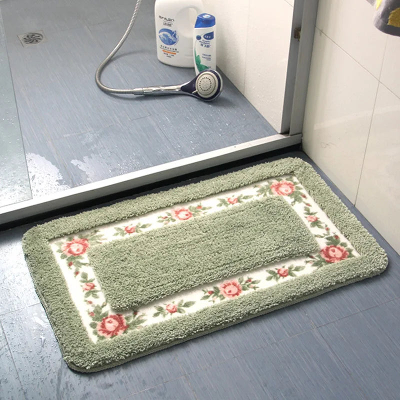 Pastoral Style Bedroom Carpet Bedside Mat Rectangle Floor Mat Water Absorbent Bathroom Mat Non Slip Doormat Kitchen Rug
