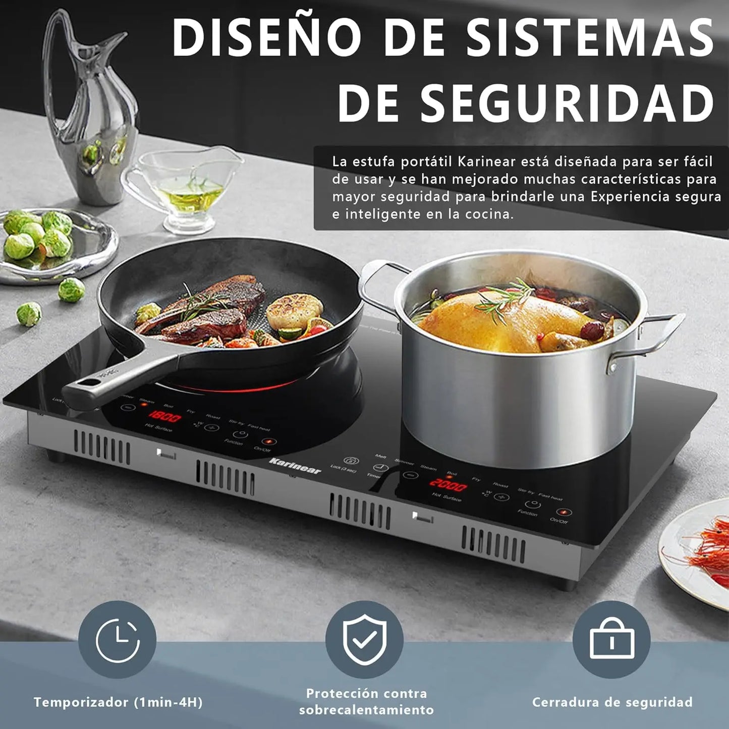 Elektro-Kochfeld 2025: Karinear 2 Burners Ceramic Electric 60x35 Countertop Built-in 110-120V 220-240V Collection