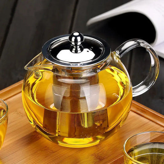 High quality Heat Resistant Glass Tea Pot,Chinese Flower Tea Set Puer Kettle Coffee Teapot Convenient With Infuser Office Home