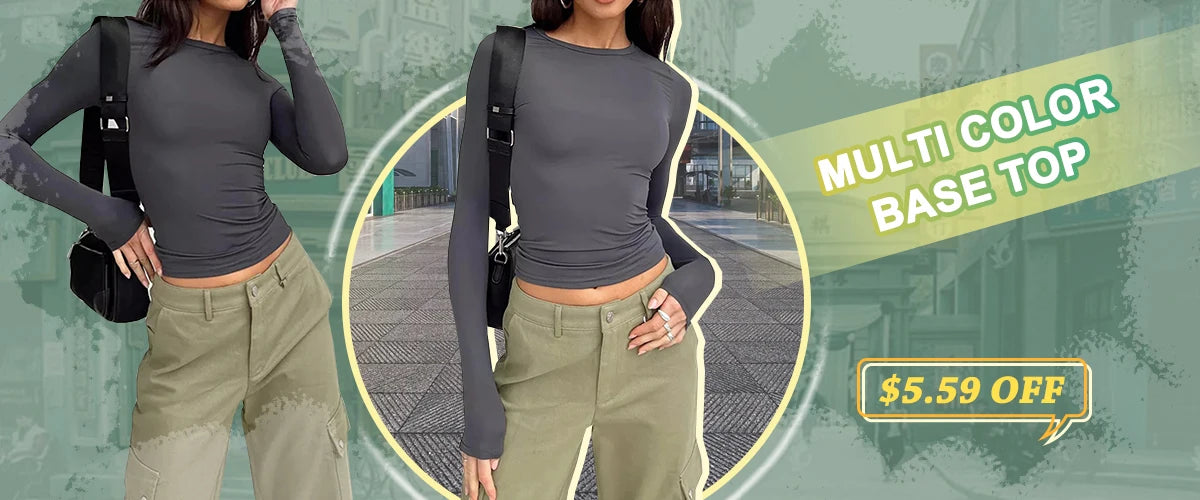 Women Long Sleeve T-Shirts Spring Autumn Slim Fit Casual Pullovers Female Streetwear O Neck Base Tops Tees Y2K Clothes T Shirt