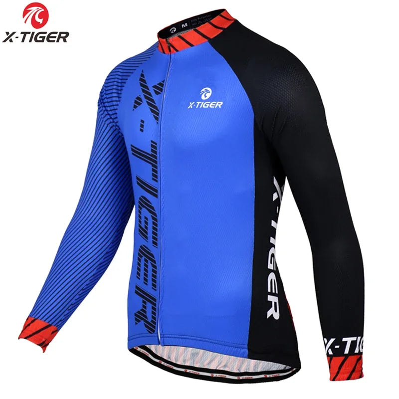X-TIGER Top Qualität Radfahren Trikot 2025: Langarm MTB Fahrrad Polyester - Berg Fahrrad Sportbekleidung Atmungsaktiv Schnell Trocknend Schweißabweisend Taschen