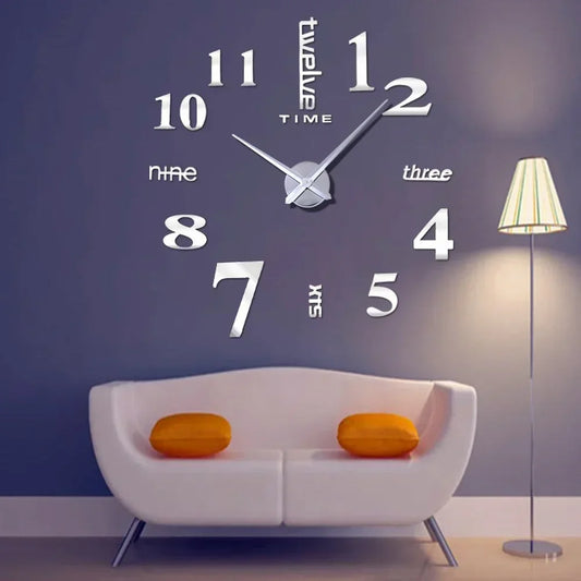 Large 3D Digital Wall Clock Acrylic European Creative Numerals Design Mirror Wall Sticker Clock DIY Self Adhesive Home Decor