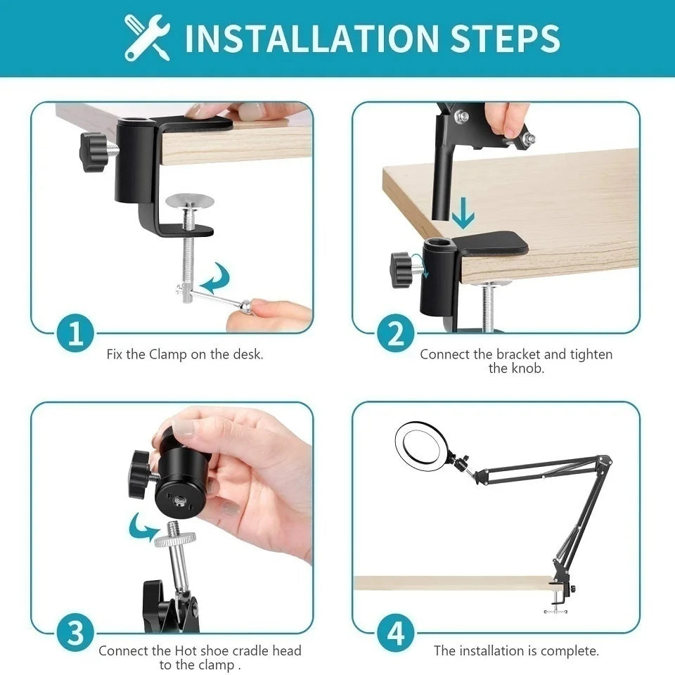 Inel luminos 2025: Trepied RGB pentru selfie de 12 inch și 30 cm - Suport telefon, fotografie, LED, colecție de machiaj