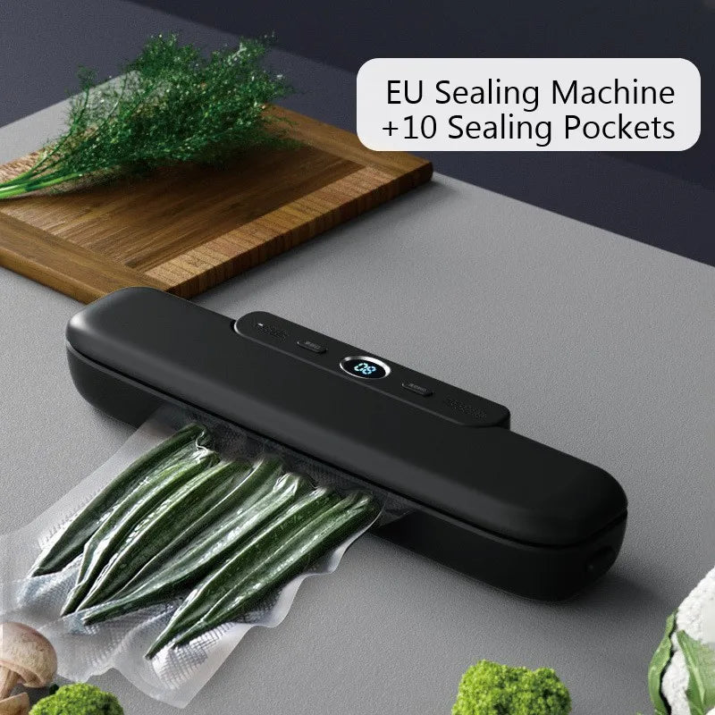 Food Vacuum Sealer 220V Automatic Packaging Machine Household Food retain freshness Fast Vacuum Sealing With 10pcs Package Bags