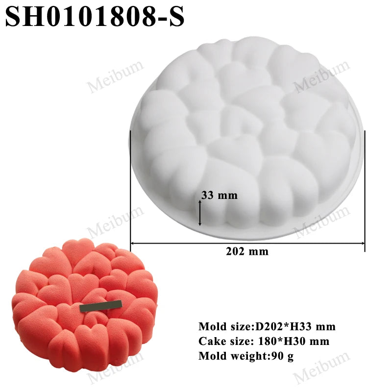 Romantic Heart or Rose Design Silicone Cake Molds Valentine's Day Mousse Cake Mold Kitchen Bakeware Dessert Decorating Tools