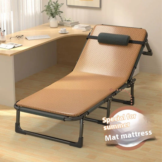 GIANXI Summer Rollaway Bed Outdoor Recliner Cool Pad Adjustable Bed Adult Lightweight Portable Camping Bed Easy Storage Crib