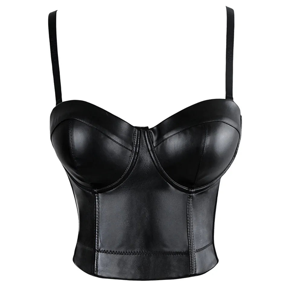 Wechery Frauen Lederkorsett Oben Crop Bustier Gothic Bra Verbesserte Unterstützung Bodice Elegant Dessous Corselet Party Kurz Camis Plus Size 6XL