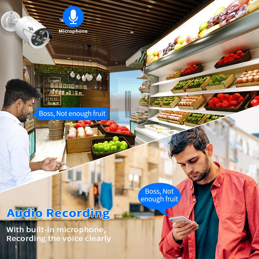 Sistem de supraveghere 2025: Hiseeu 5MP 3MP 8CH POE NVR Înregistrare video audio - Kit sistem de camere de supraveghere IP CCTV ONVIF Set pentru exterior, casă, colecție impermeabilă