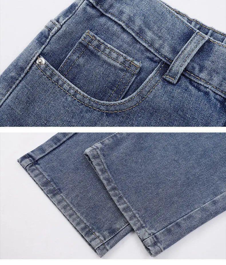 KFashion Classic Gerade Jeans - Weites Bein Einfarbig Blau