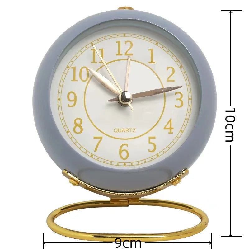 Light Alarm Clock with Night Light Silent for Bedroom Decoration Small Quartz Circular Morning Clocks Office Table Desk Children