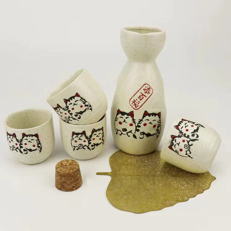 Japanese Style Sake Pot Household Retro Small Wine Cup White Wine Pot Hot Wine Pot Warm Wine Pot Wine Glass Ceramic Sake Set
