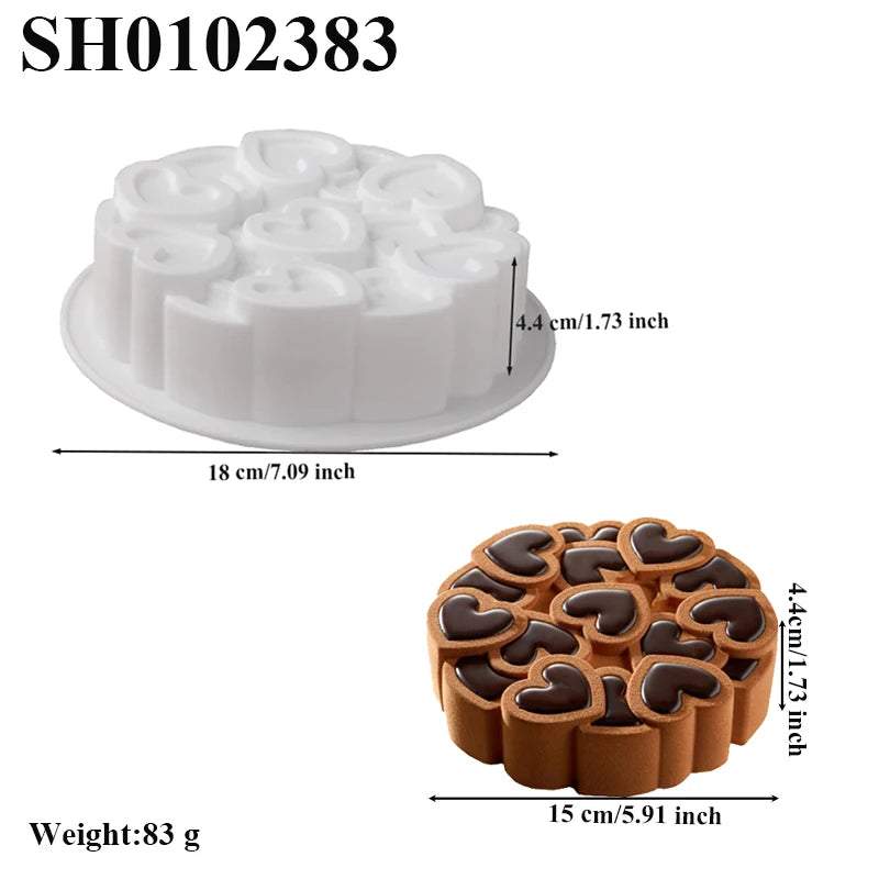 Romantic Heart or Rose Design Silicone Cake Molds Valentine's Day Mousse Cake Mold Kitchen Bakeware Dessert Decorating Tools