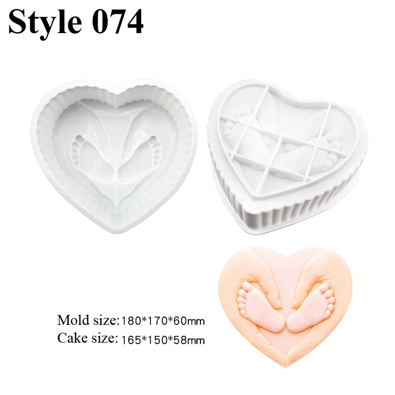 Romantic Heart or Rose Design Silicone Cake Molds Valentine's Day Mousse Cake Mold Kitchen Bakeware Dessert Decorating Tools