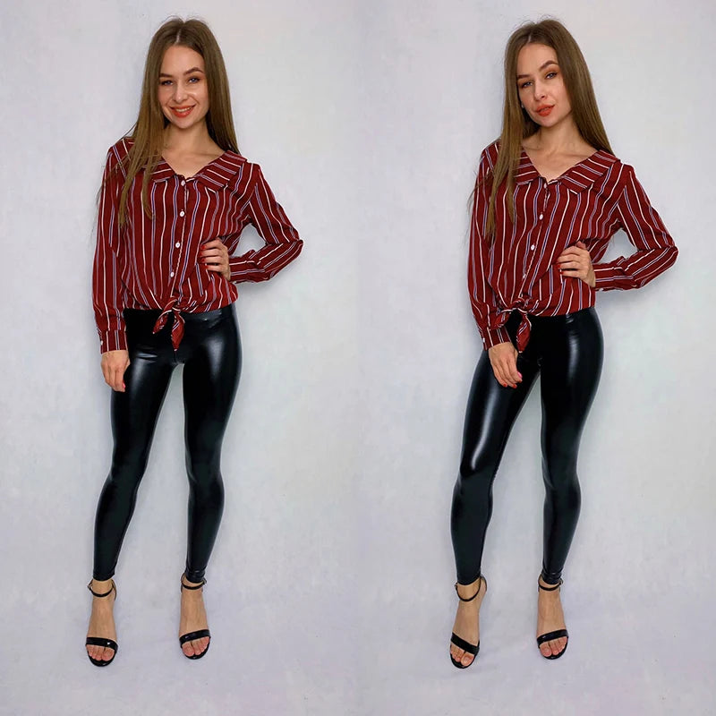 BIVIGAOS Mode PU-Leder Leggings - Hohe Taille, Fleece, S-XL